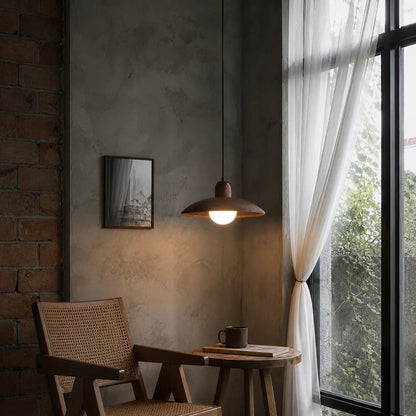 Wabi-Sabi Walnut Pendant Light with Organic Form