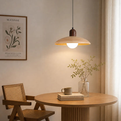Wabi-Sabi Walnut Pendant Light with Organic Form