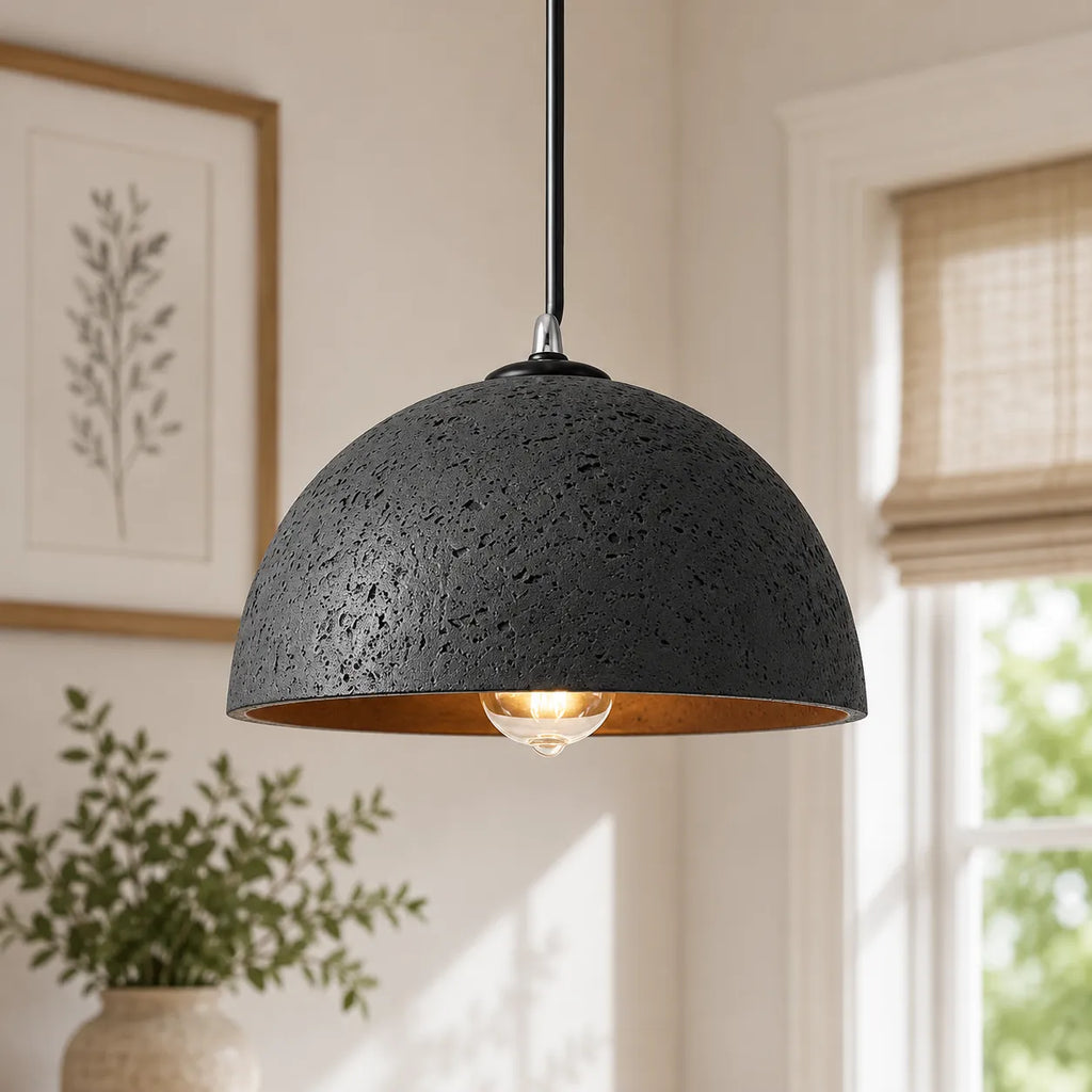 Rumi Wabi-Sabi Matte Resin Dome Pendant Light