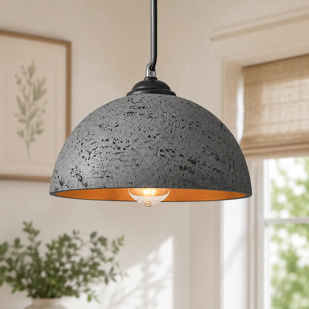 Rumi Wabi-Sabi Matte Resin Dome Pendant Light
