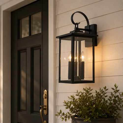 Vasco Industrial 3-Light Clear Glass Outdoor Wall Lantern