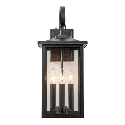 Waterproof 3-Light Outdoor Lantern Wall Light With Clear Glass