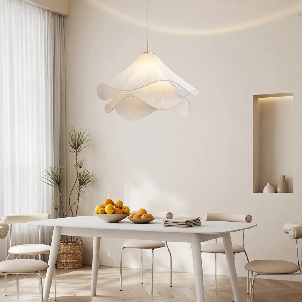 Vesper Minimalist Layered Fabric Wave Pendant Light
