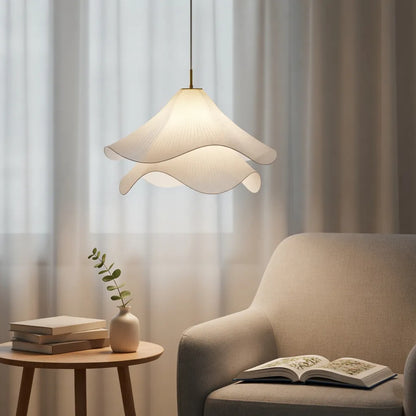 Wave Fabric Pendant Light with Warm Ambient Glow