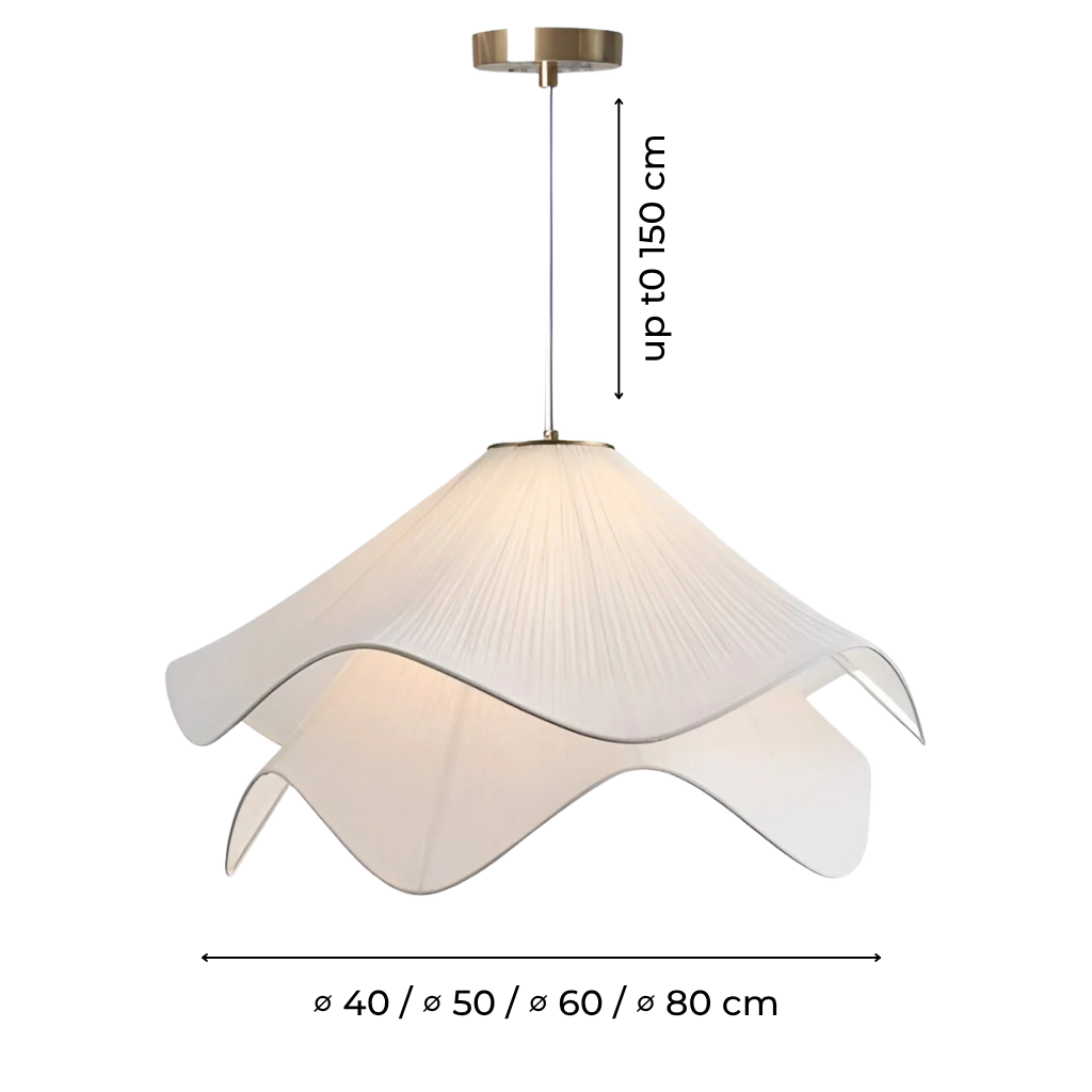 Wave Fabric Pendant Light with Warm Ambient Glow