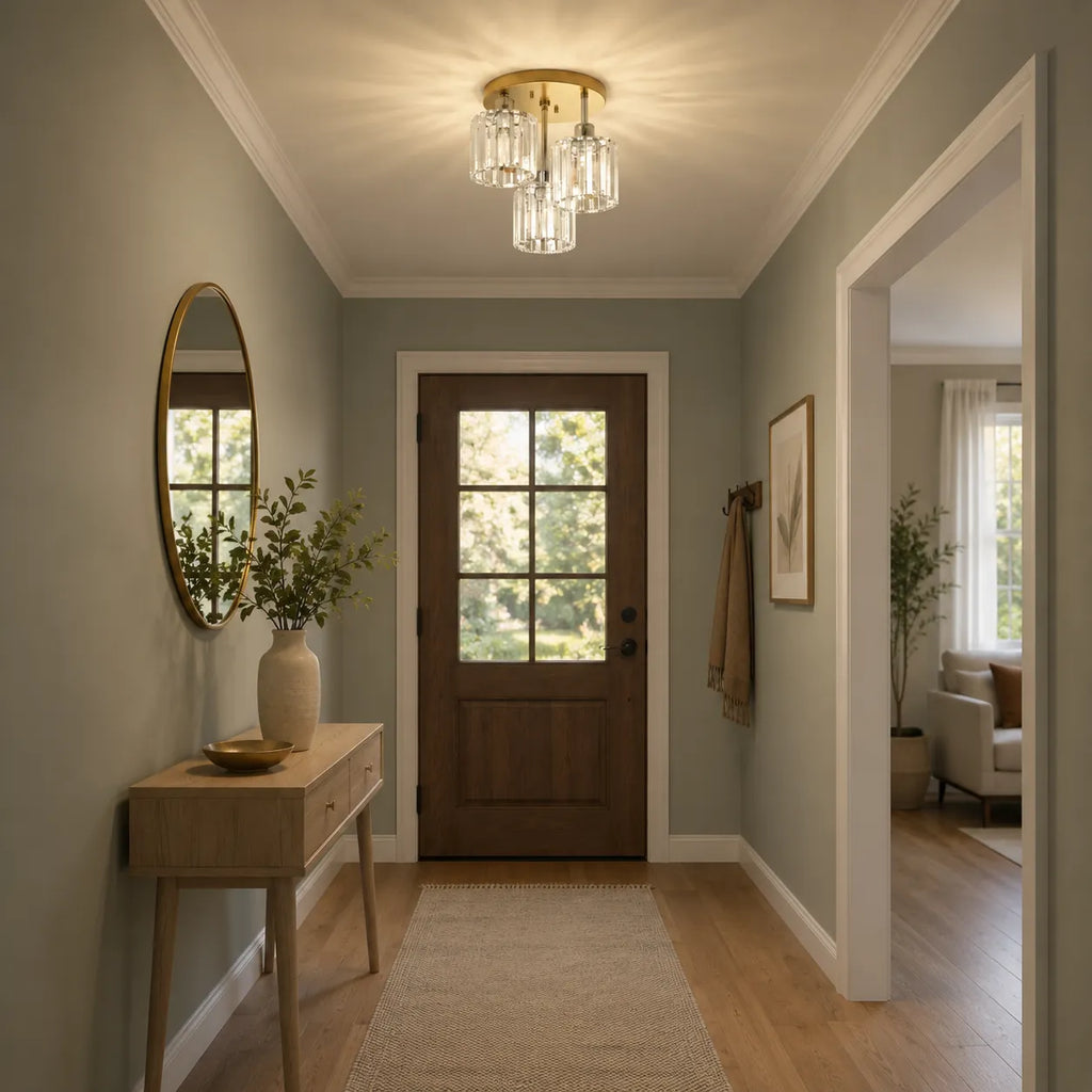 Weston Modern 3-Light Crystal Semi-Flush Ceiling Light