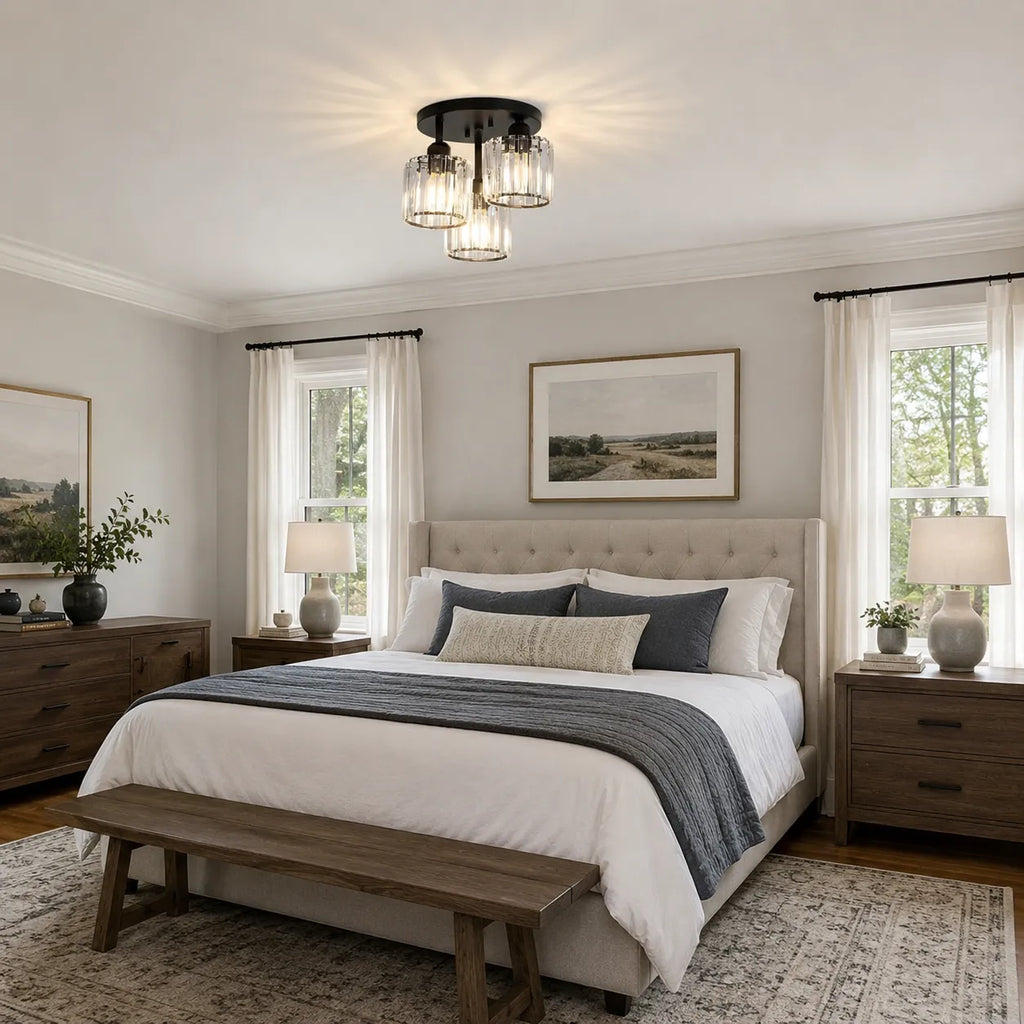 Weston Modern 3-Light Crystal Semi-Flush Ceiling Light