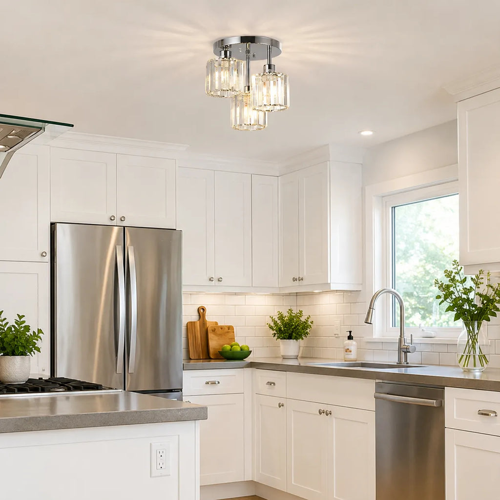 Weston Modern 3-Light Crystal Semi-Flush Ceiling Light