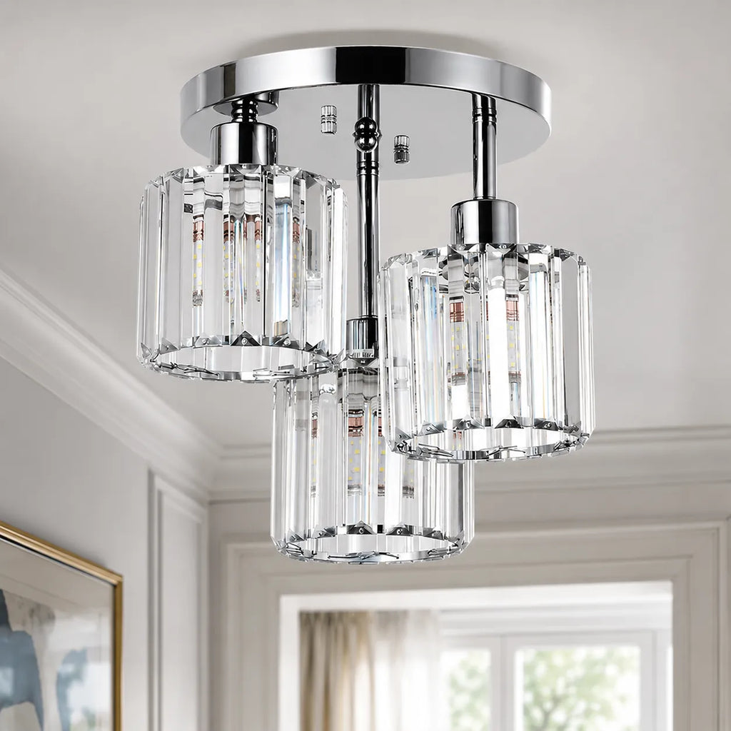 Weston Modern 3-Light Crystal Semi-Flush Ceiling Light