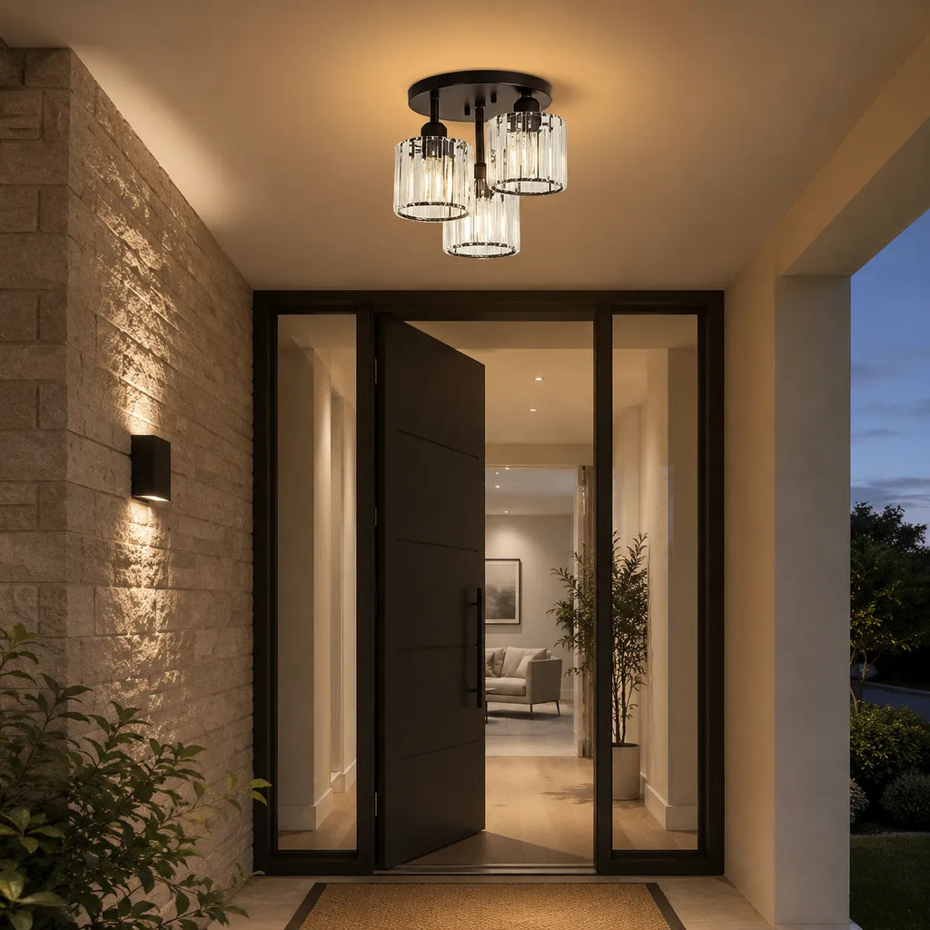 Weston Modern 3-Light Crystal Semi-Flush Ceiling Light