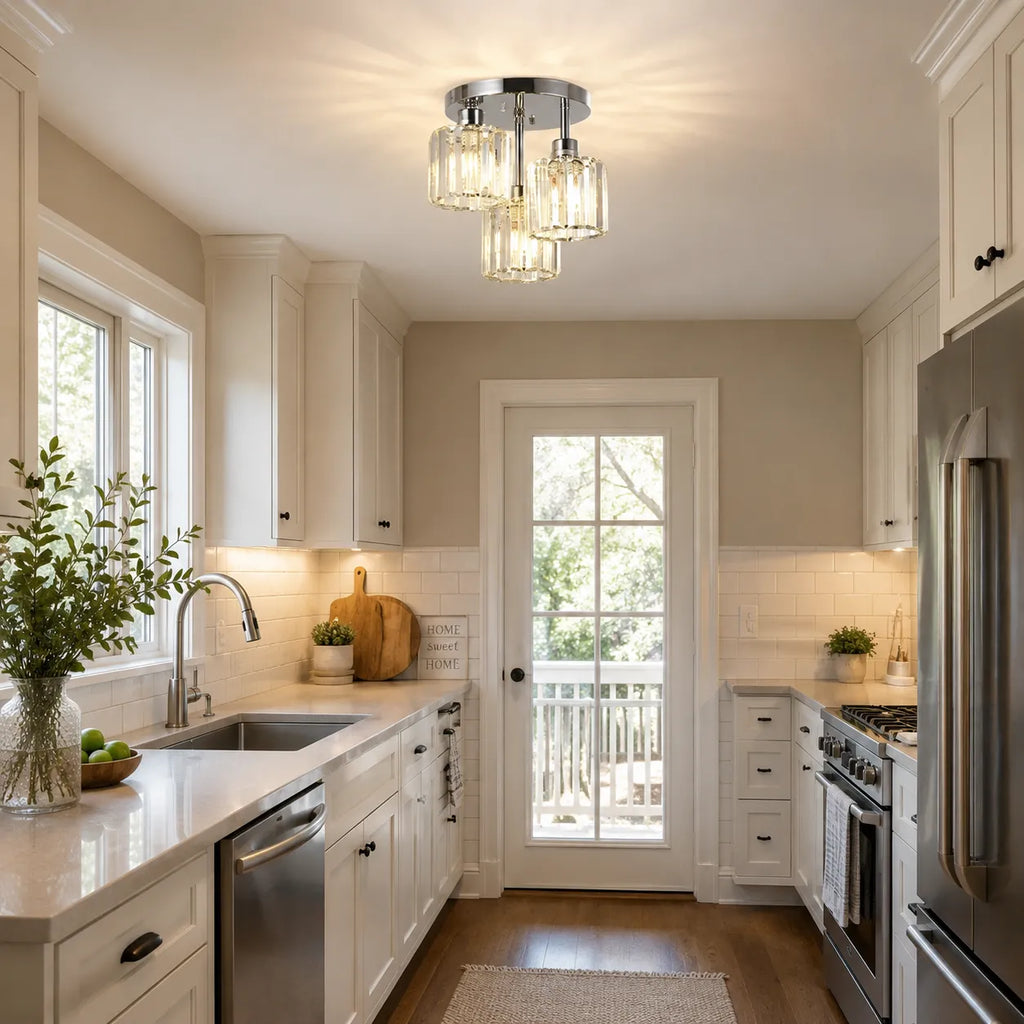 Weston Modern 3-Light Crystal Semi-Flush Ceiling Light