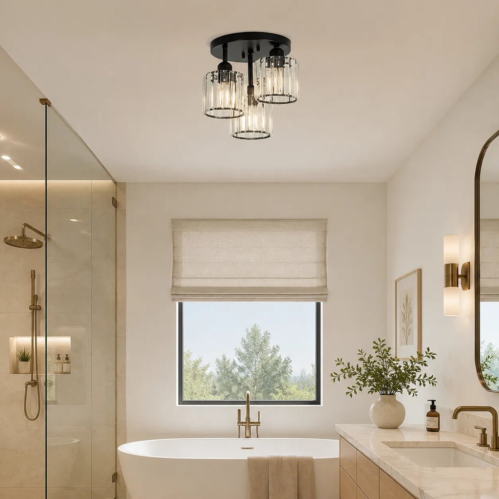 Weston Modern 3-Light Crystal Semi-Flush Ceiling Light
