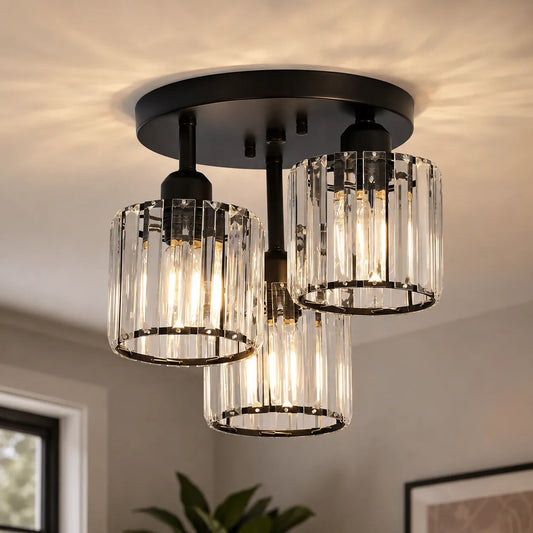 Weston Modern 3-Light Crystal Semi-Flush Ceiling Light