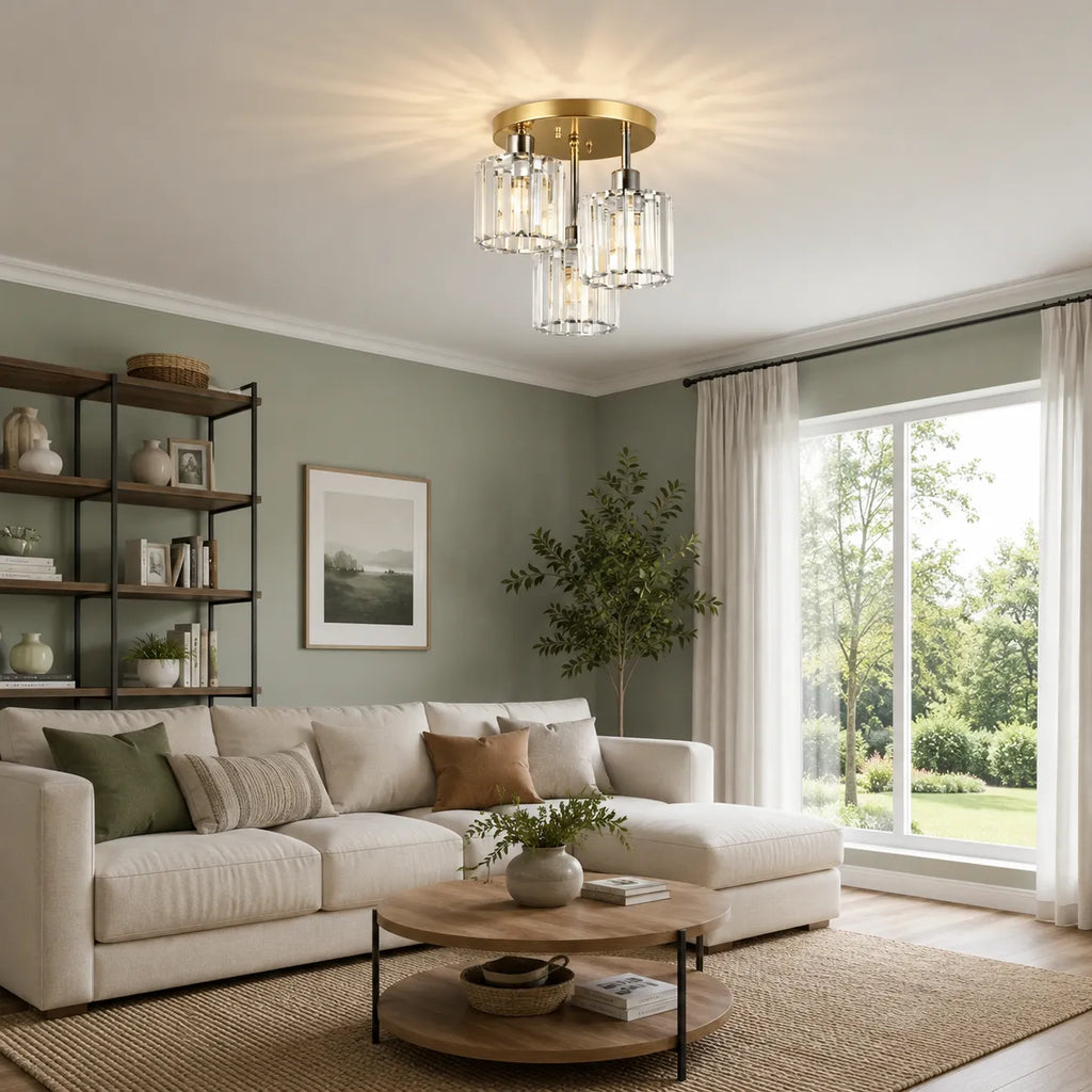 Weston Modern 3-Light Crystal Semi-Flush Ceiling Light