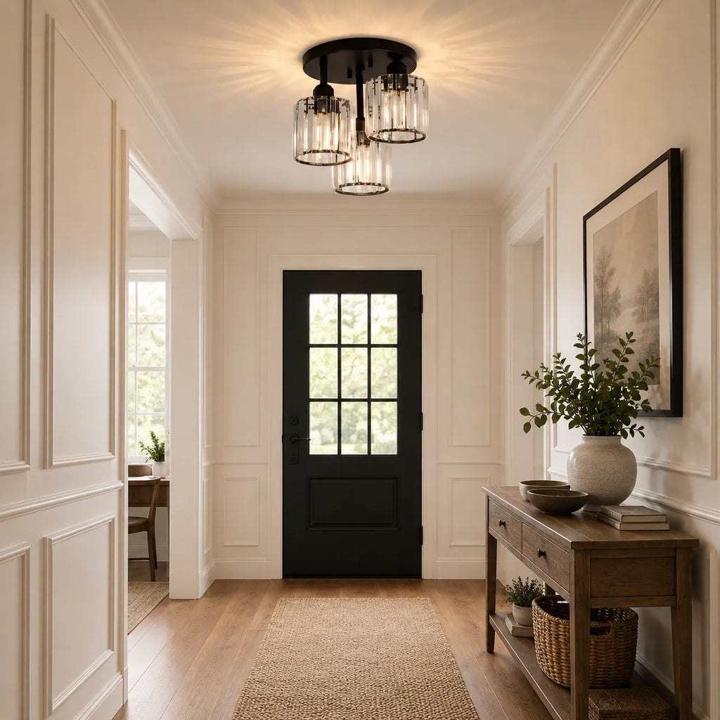 Weston Modern 3-Light Crystal Semi-Flush Ceiling Light