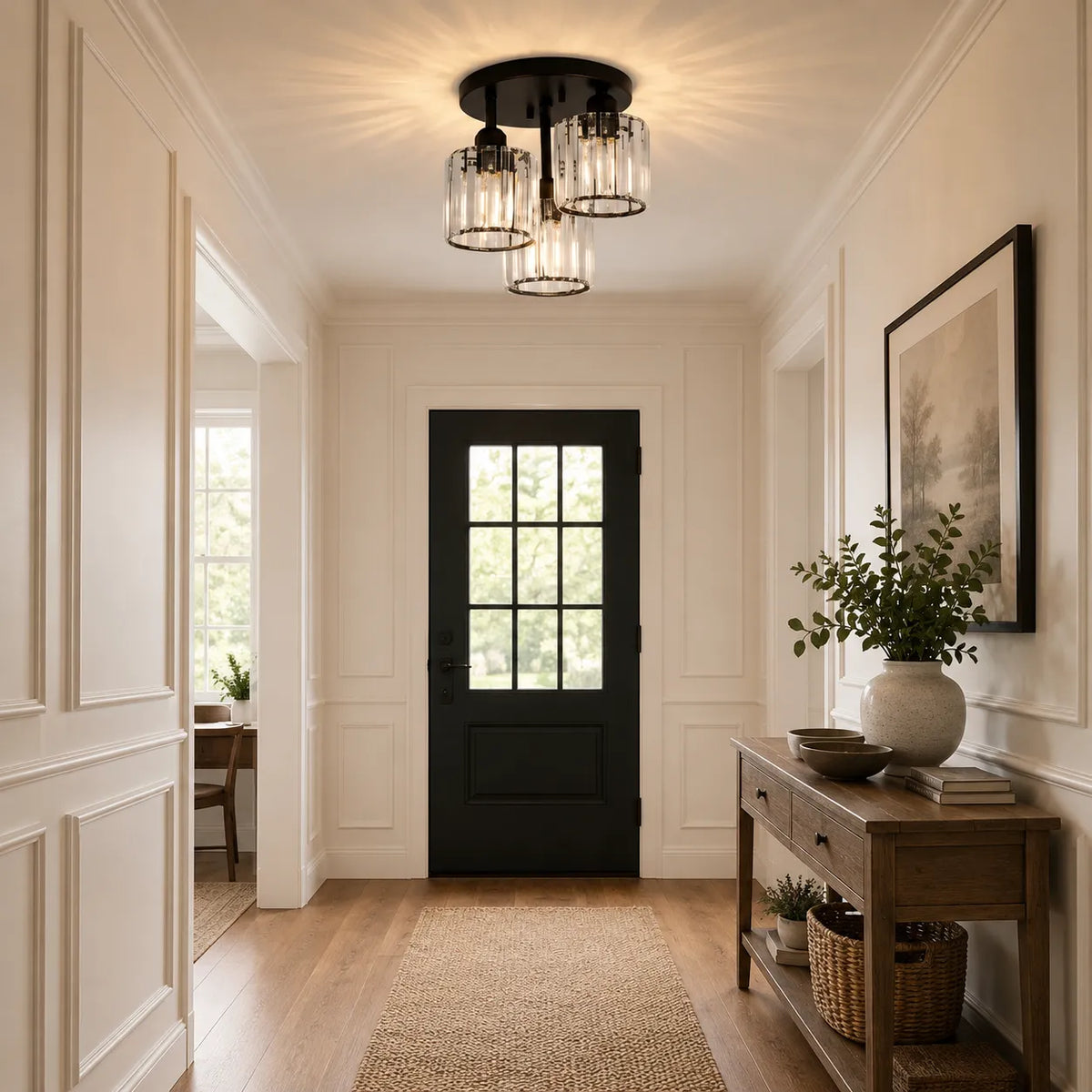 Weston Modern 3-Light Crystal Semi-Flush Ceiling Light