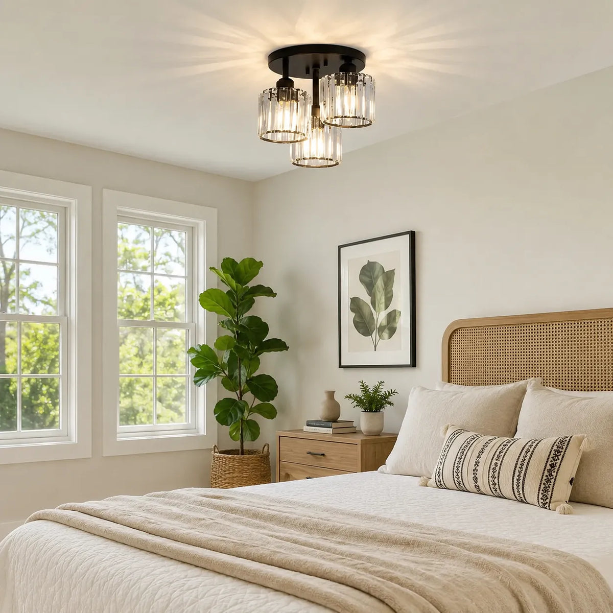 Weston Modern 3-Light Crystal Semi-Flush Ceiling Light