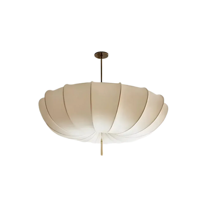 White Fabric Pendant Light with Smooth Sculpted Form