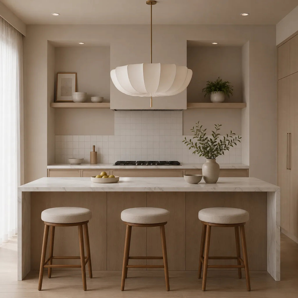 Kellan Modern White Fabric Pendant Light
