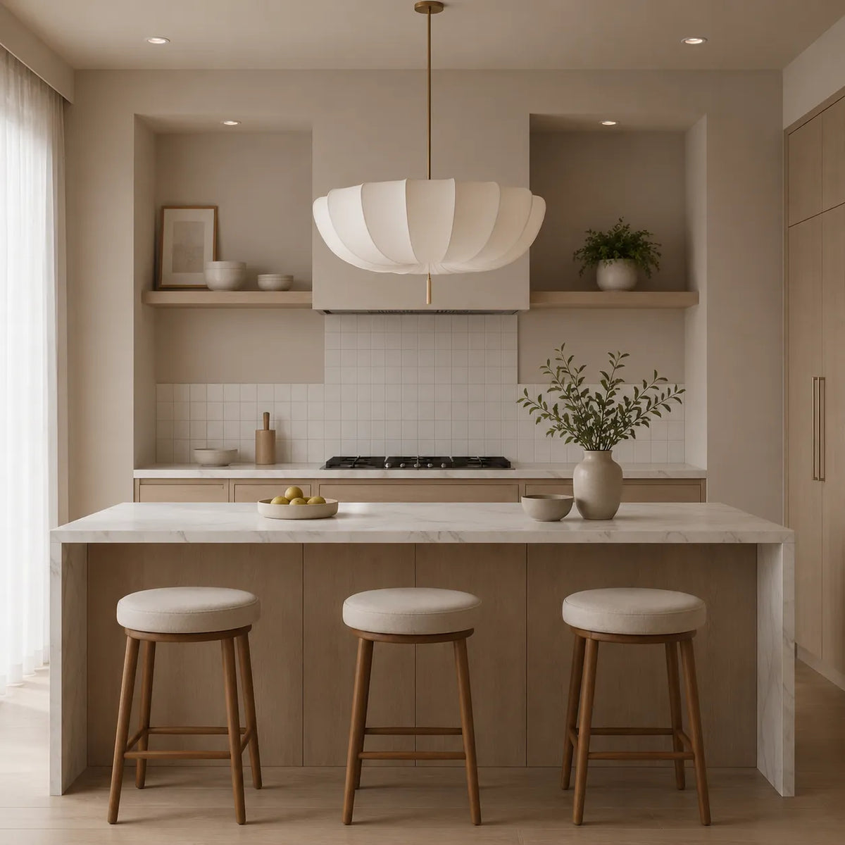 Kellan Modern White Fabric Pendant Light