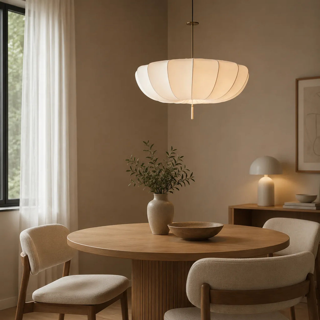 Kellan Modern White Fabric Pendant Light