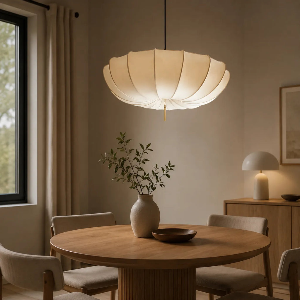 Kellan Modern White Fabric Pendant Light