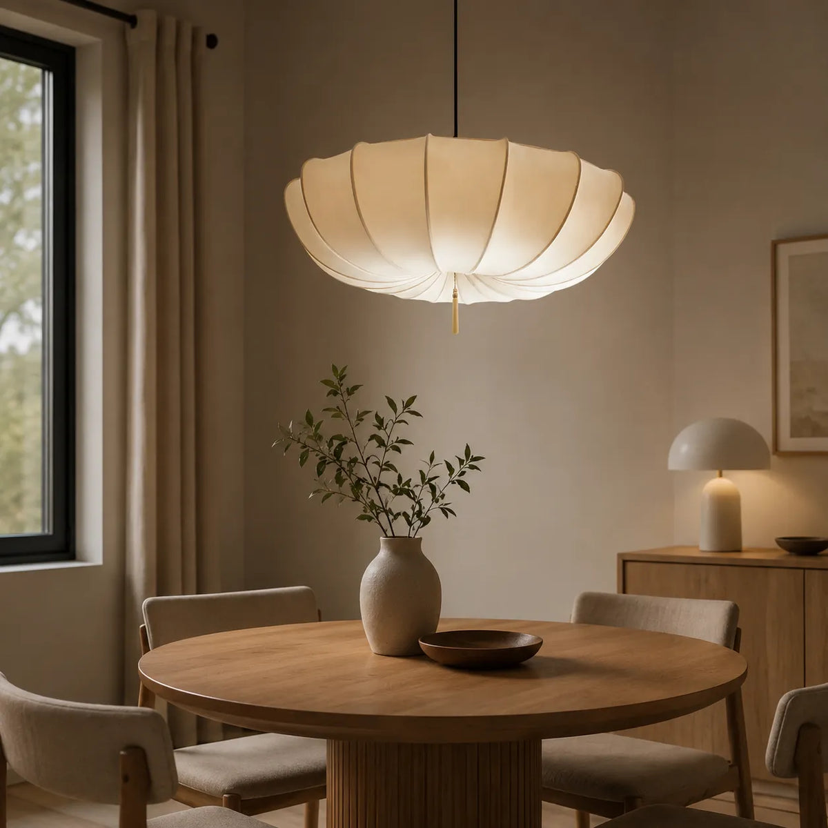 Kellan Modern White Fabric Pendant Light