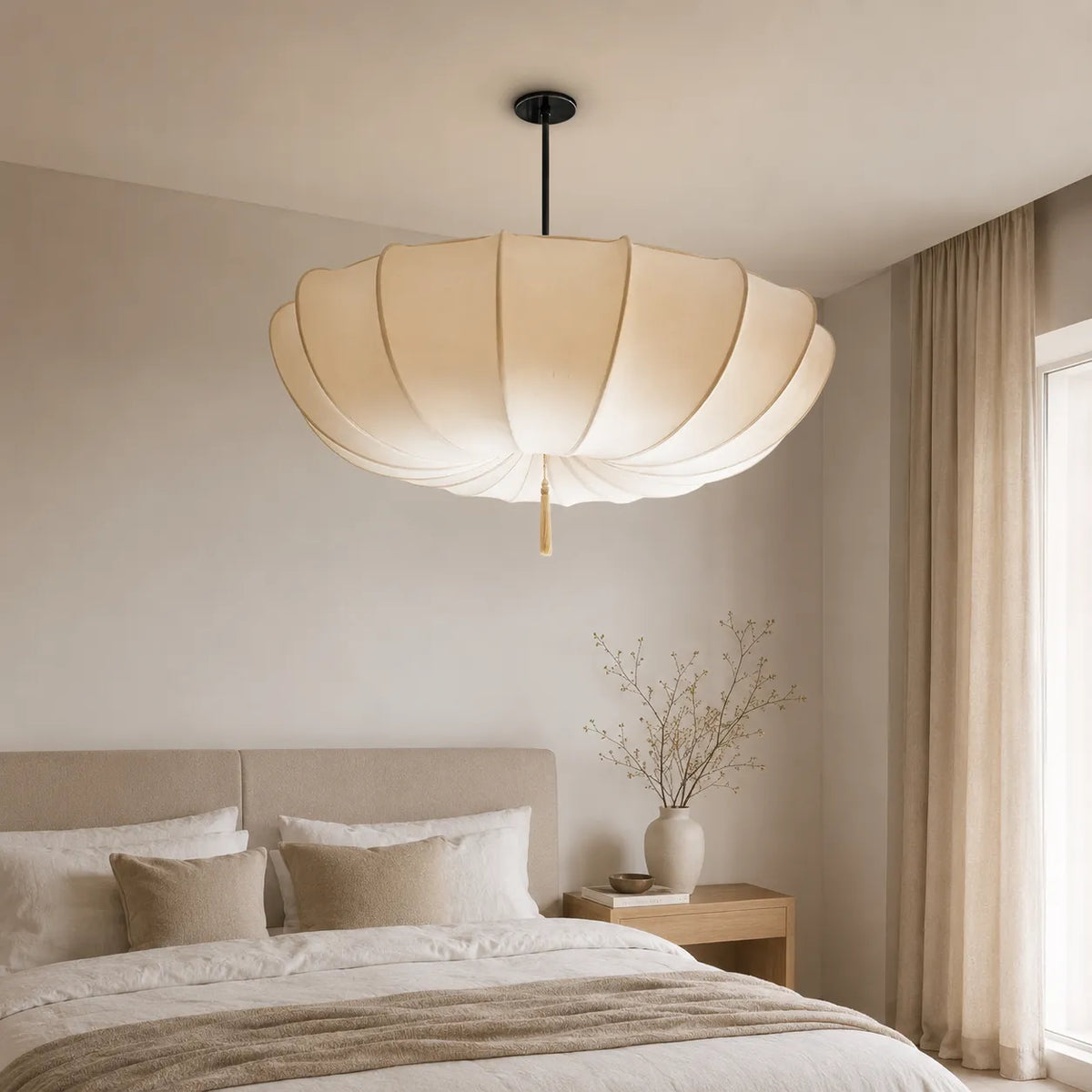 Kellan Modern White Fabric Pendant Light