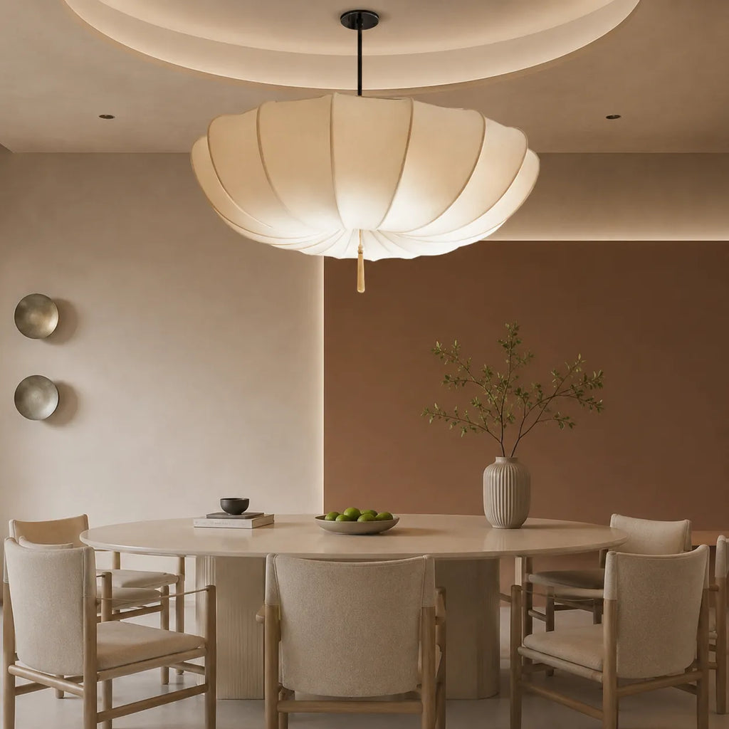 Kellan Modern White Fabric Pendant Light