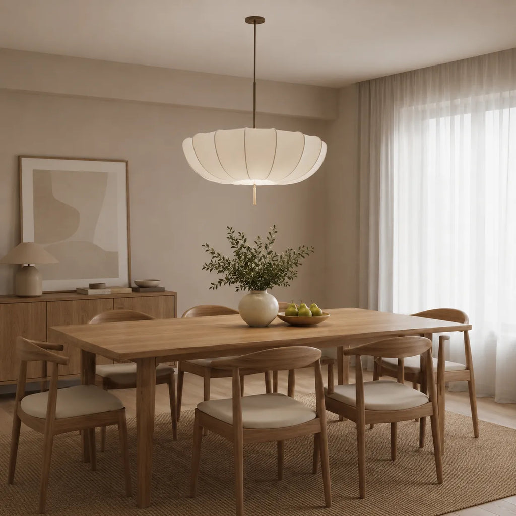 Kellan Modern White Fabric Pendant Light