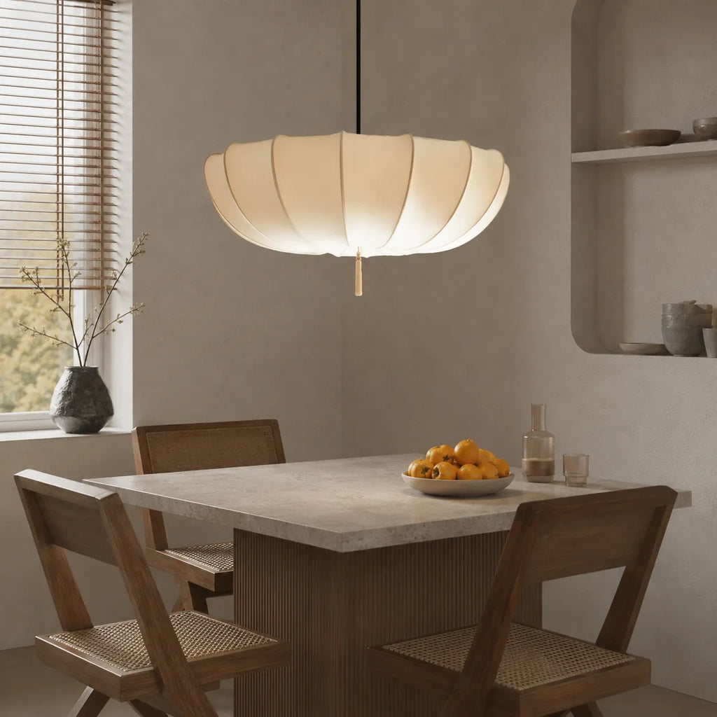 Kellan Modern White Fabric Pendant Light