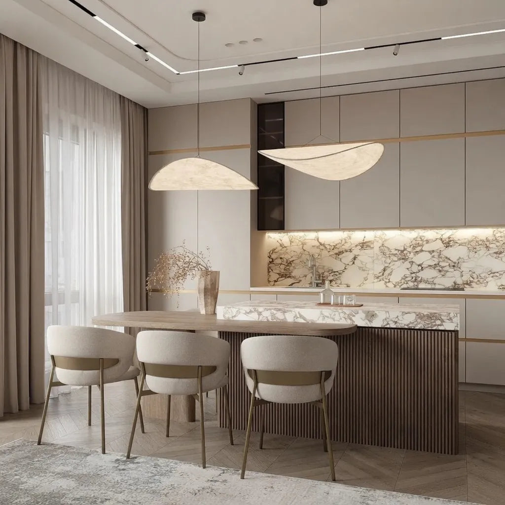 Elias Minimalist White Fabric Sculptural Pendant Light