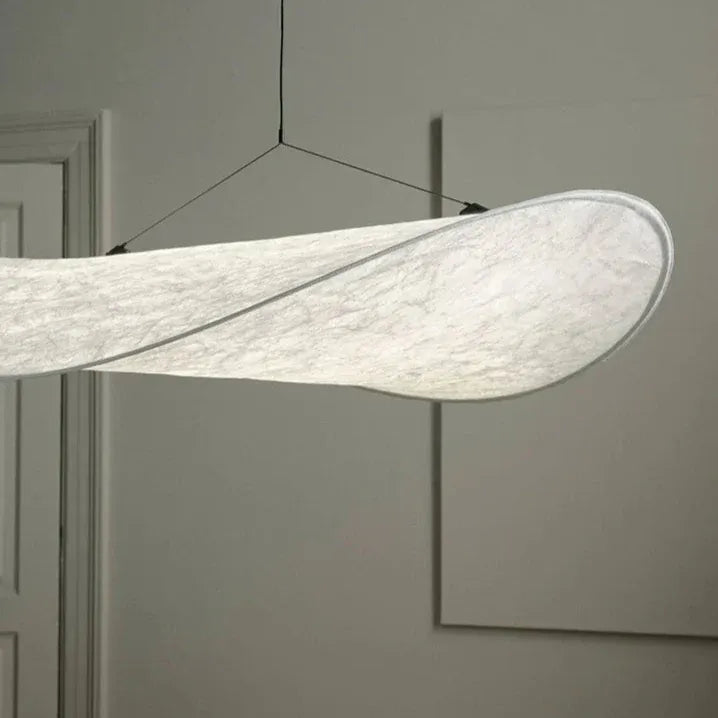 Elias Minimalist White Fabric Sculptural Pendant Light