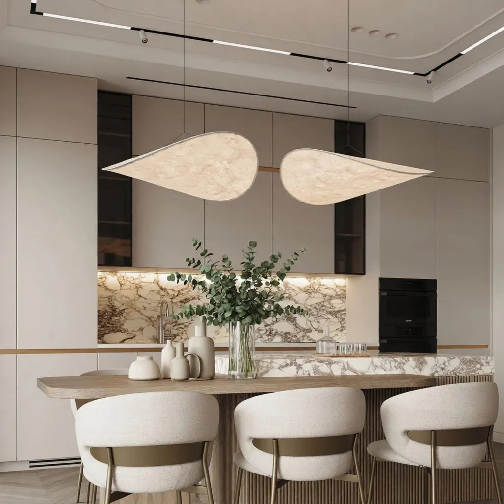Elias Minimalist White Fabric Sculptural Pendant Light