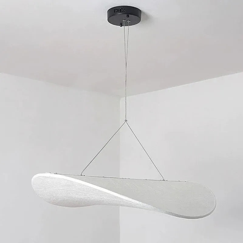 Elias Minimalist White Fabric Sculptural Pendant Light