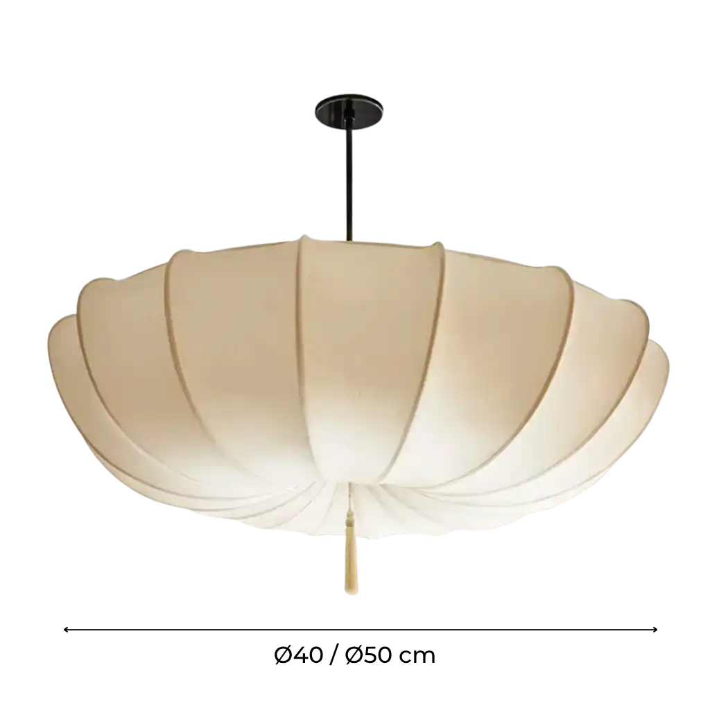 White Fabric Pendant Light with Smooth Sculpted Form