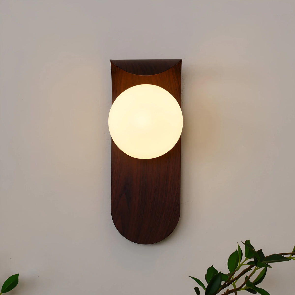 Tessa Modern Wood Accent Frosted Globe LED Wall Light