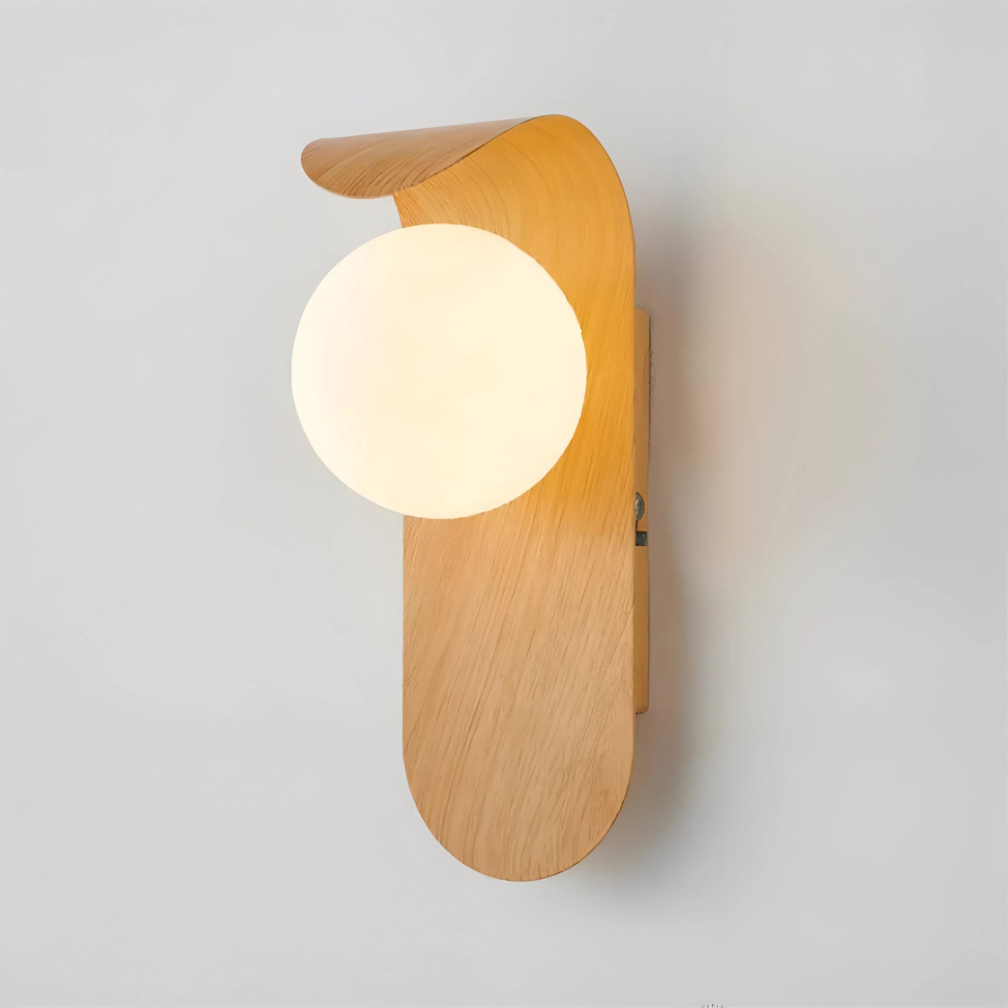 Tessa Frosted Glass Wood Accent Wall Light