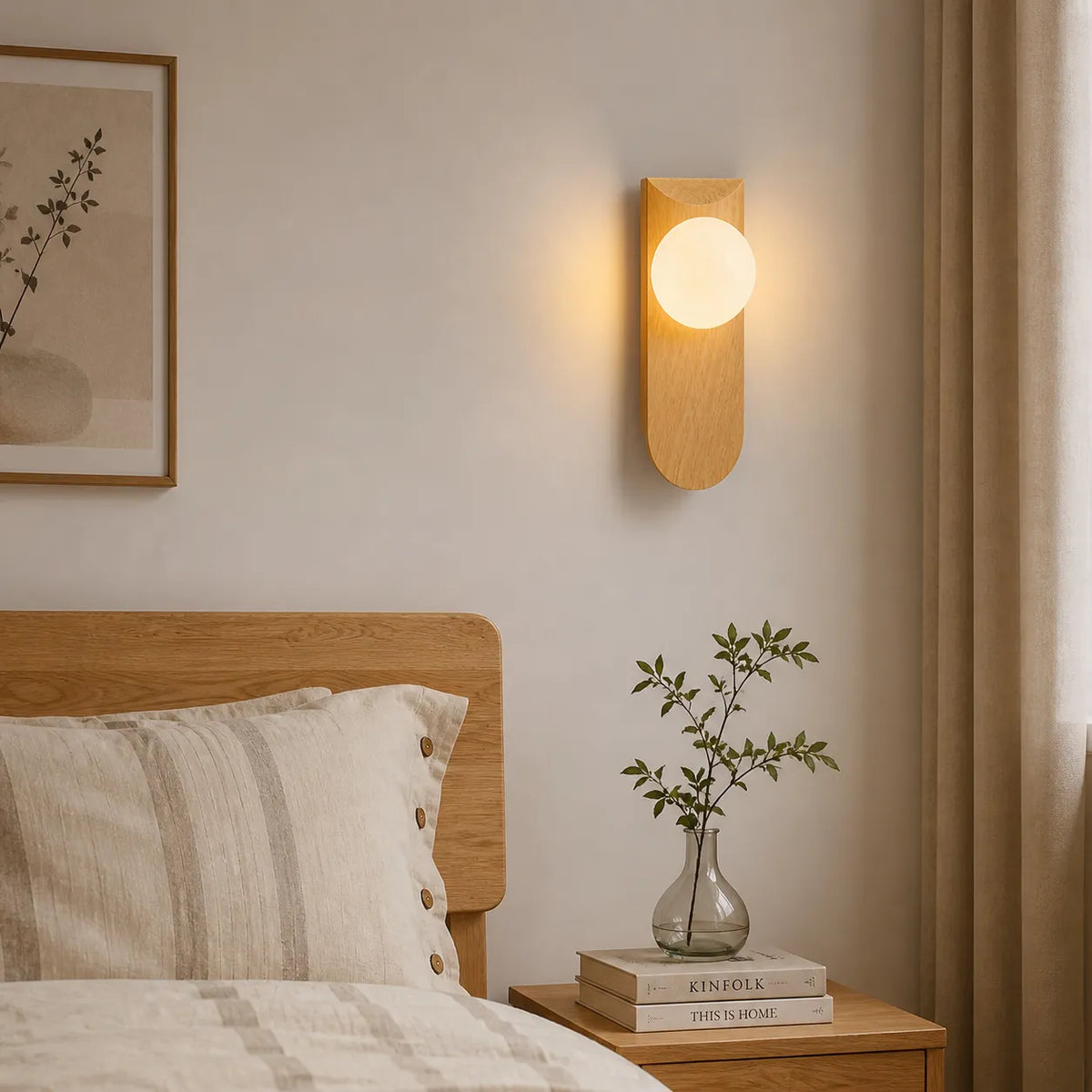 Tessa Modern Wood Accent Frosted Globe LED Wall Light