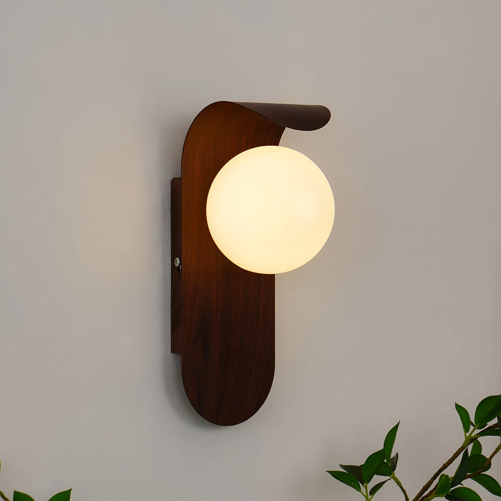 Tessa Modern Wood Accent Frosted Globe LED Wall Light