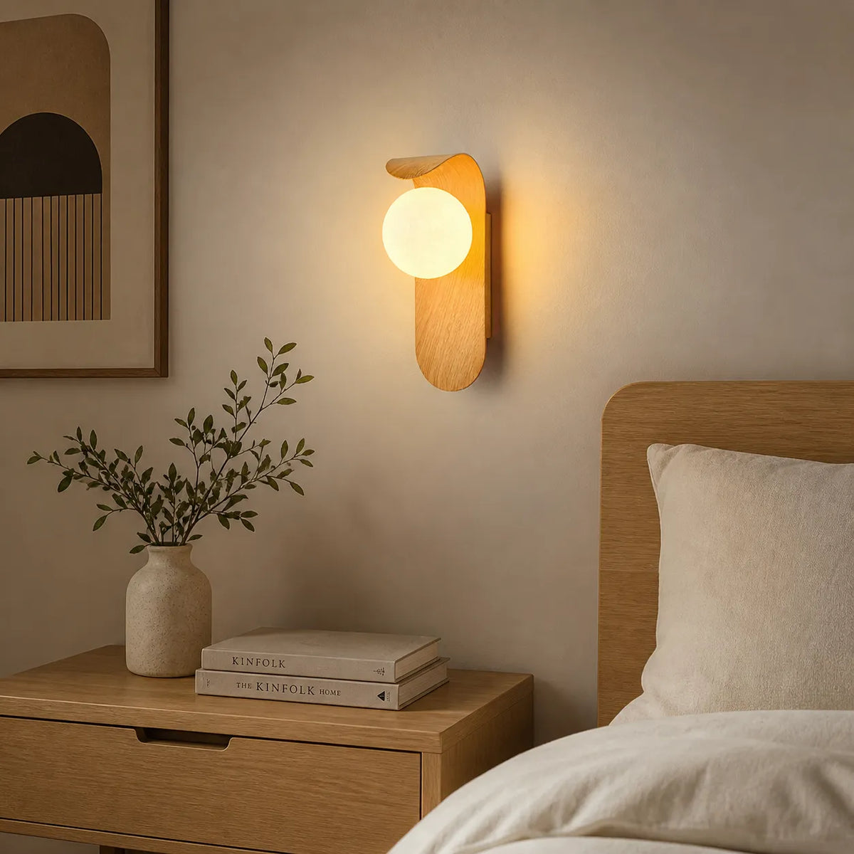 Tessa Modern Wood Accent Frosted Globe LED Wall Light