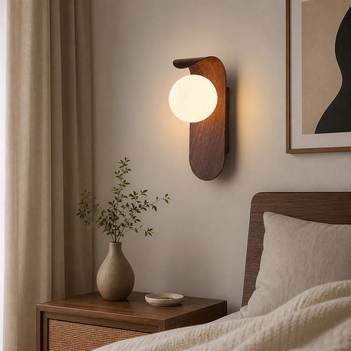 Tessa Modern Wood Accent Frosted Globe LED Wall Light