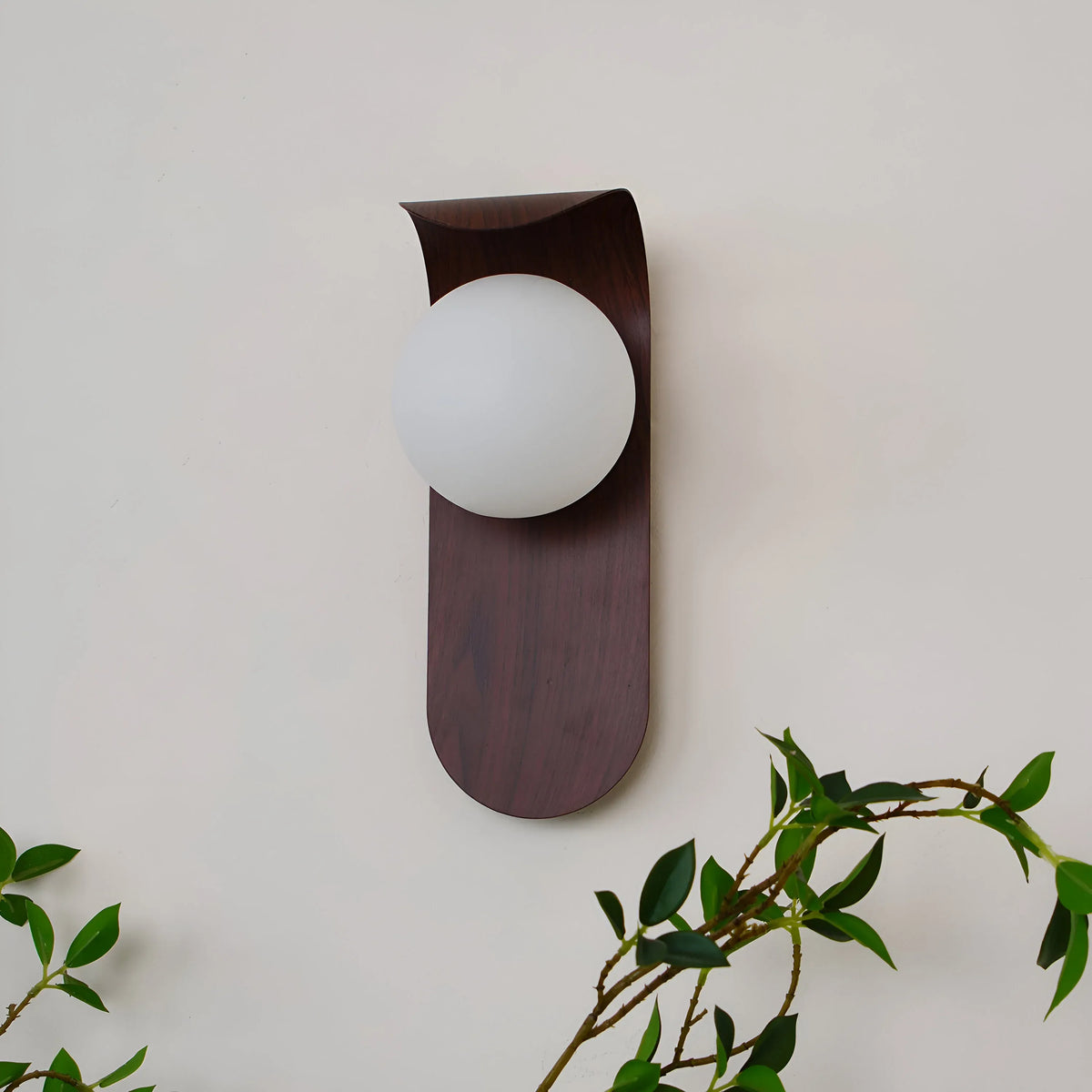 Tessa Modern Wood Accent Frosted Globe LED Wall Light