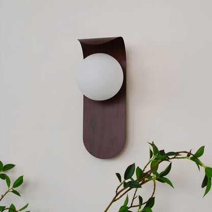 Wood Accent Wall Light with Frosted Glass Globe