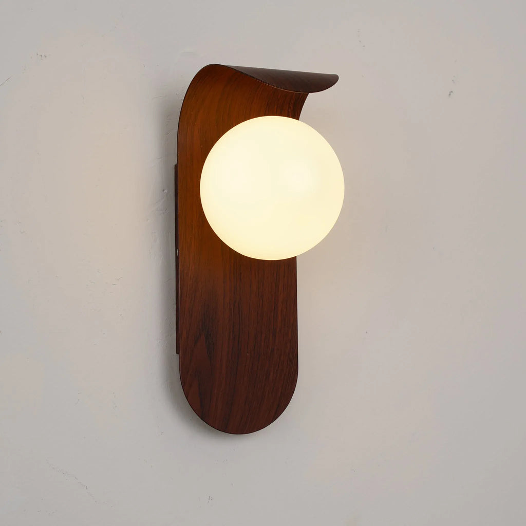 Tessa Modern Wood Accent Frosted Globe LED Wall Light