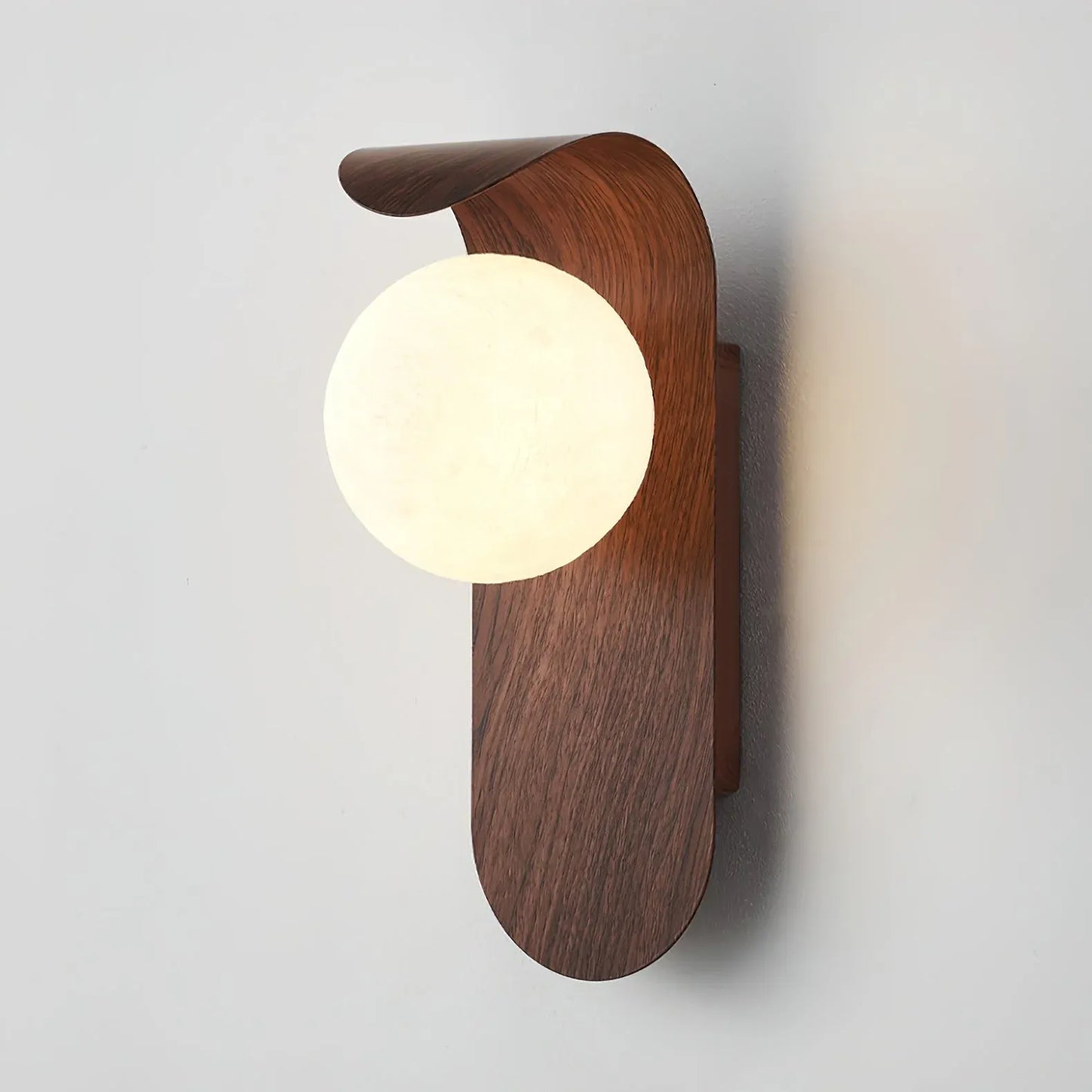 Wood Accent Wall Light with Frosted Glass Globe