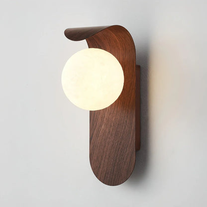 Wood Accent Wall Light with Frosted Glass Globe