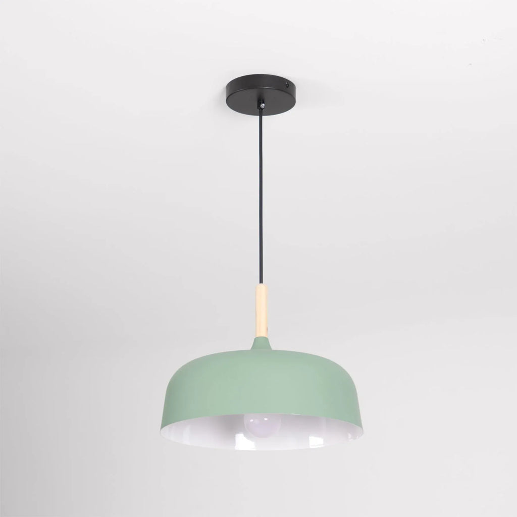 Caius Minimalist Wood & Metal Pendant Light