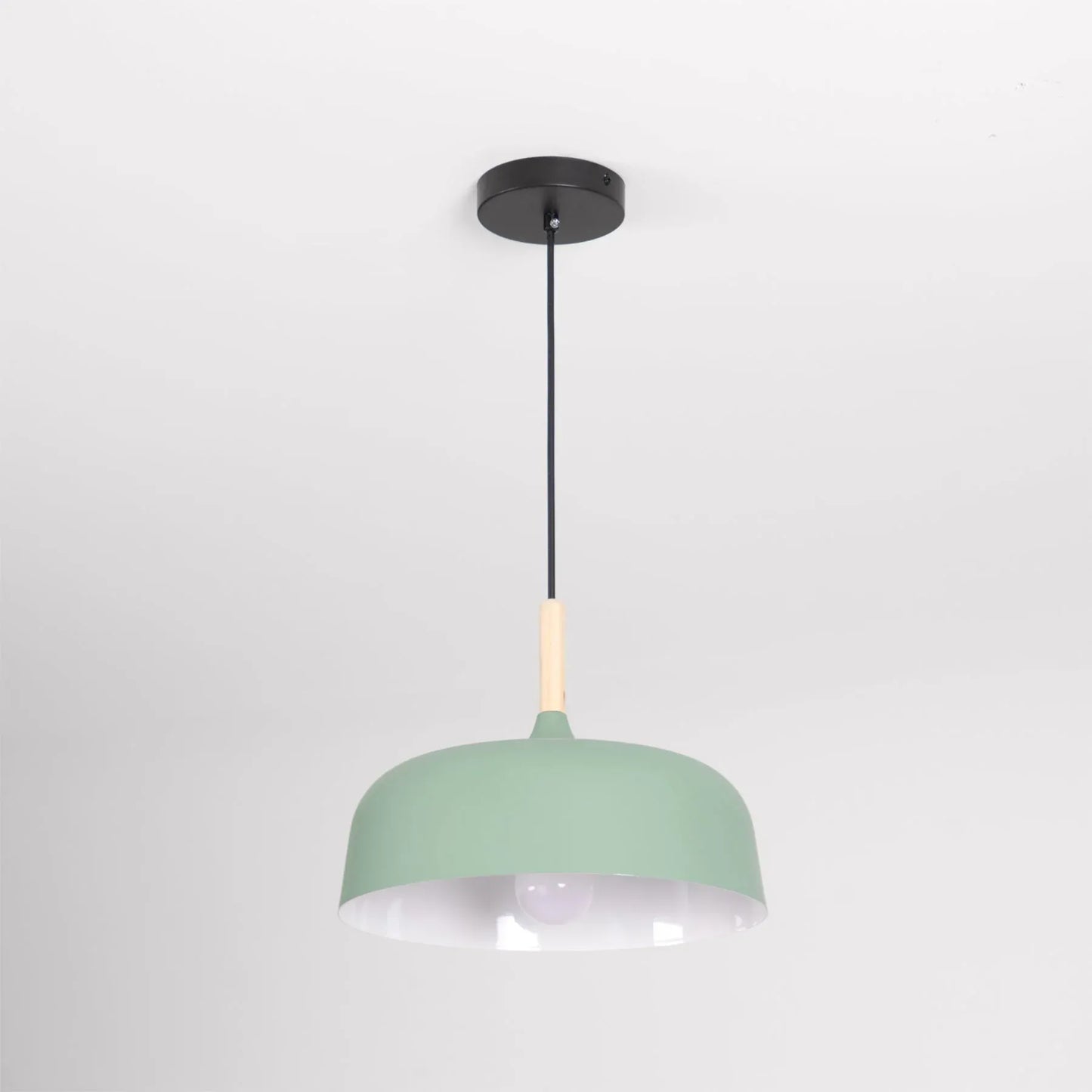 Wood and Metal Pendant Light with Minimal Form