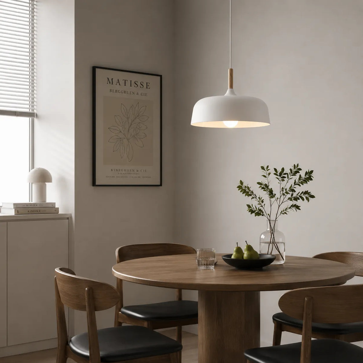 Caius Minimalist Wood & Metal Pendant Light